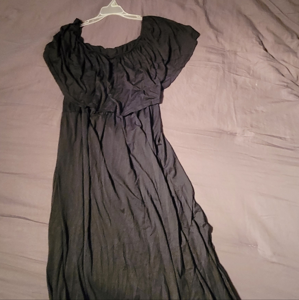 Black off the shoulder maxi dress